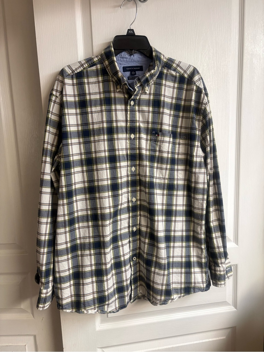 Tommy Hilfiger Blue, Cream & Olive Plaid Button-Down Shirt